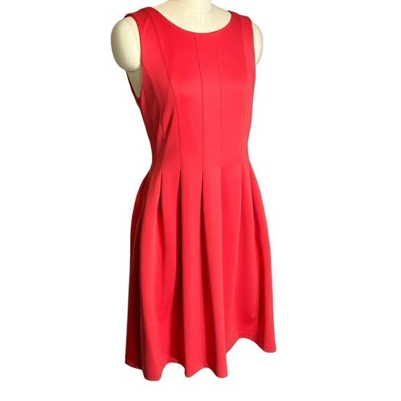 Calvin Klein Pink Fit and Flare Pleated Scuba Dress| Size 8 - Picture 3 of 8